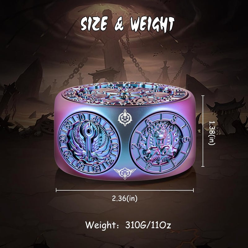 DNDND Spinner D&D Dice, Unique 8-in-1 Hexagonal Metal DND Dice with Dual D20 Monster Themed Dice Set for DND Dungeons and Dragons, Dungeon Masters with Collectible Gift Tin (Chameleon) - Image 4